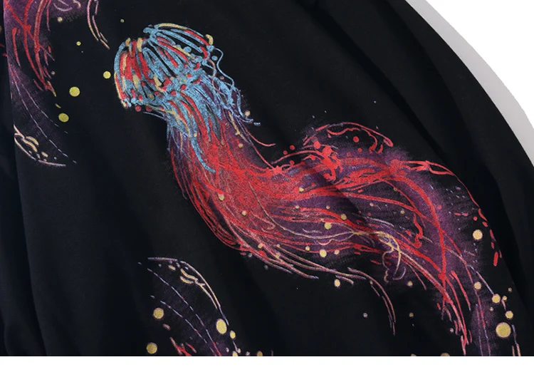 Hip Hop Hoodies Sweatshirt Cool Jellyfish Printed Men Harajuku Streetwear Hoodie Pullover HipHop Oversized Clothing Cotton