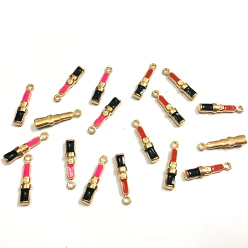 

( Choose Color First ) 16mm*4mm 30pcs/lot Gold Color Lipstick Small Charms Pendants Jewelry Making Handmade DIY Accessories
