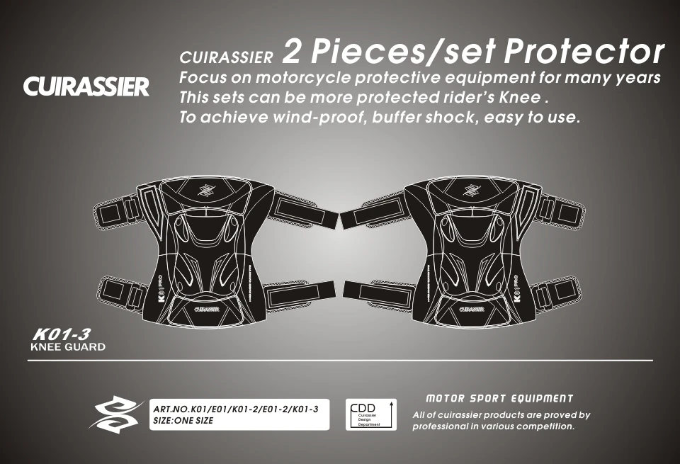 Cuirassier K01 Protective Motorbike Kneepad Motocross Motorcycle Knee Pads MX Protector Racing Guards Off-road Elbow Protection