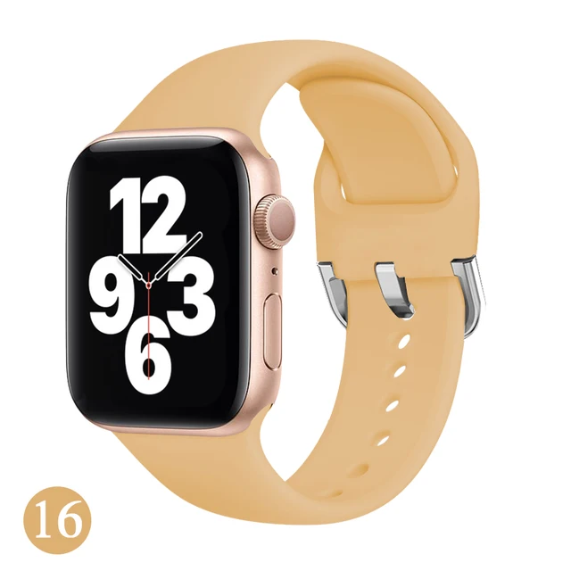 Soft Rubber Sport Band For Apple Watch SE 44mm 40mm Buckle Strap on Smart iWatch Correa Watchband Bracelet Series 65432 42mm38mm walnut