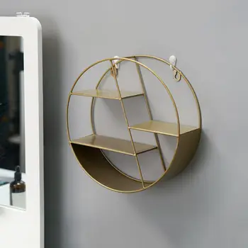 

Nordic Gold Racks Wrought Iron Hexagon Grid Wall Racks Home Decoration Background Wall Decoration Storage Rack shelf Accessories
