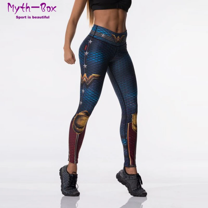 Leggings sportivi da donna Stampa 3D Pantaloni da yoga elastici a vita alta Leggins da supereroe Palestra Fitness Collant da corsa Pantaloni Abbigliamento sportivo Donna
