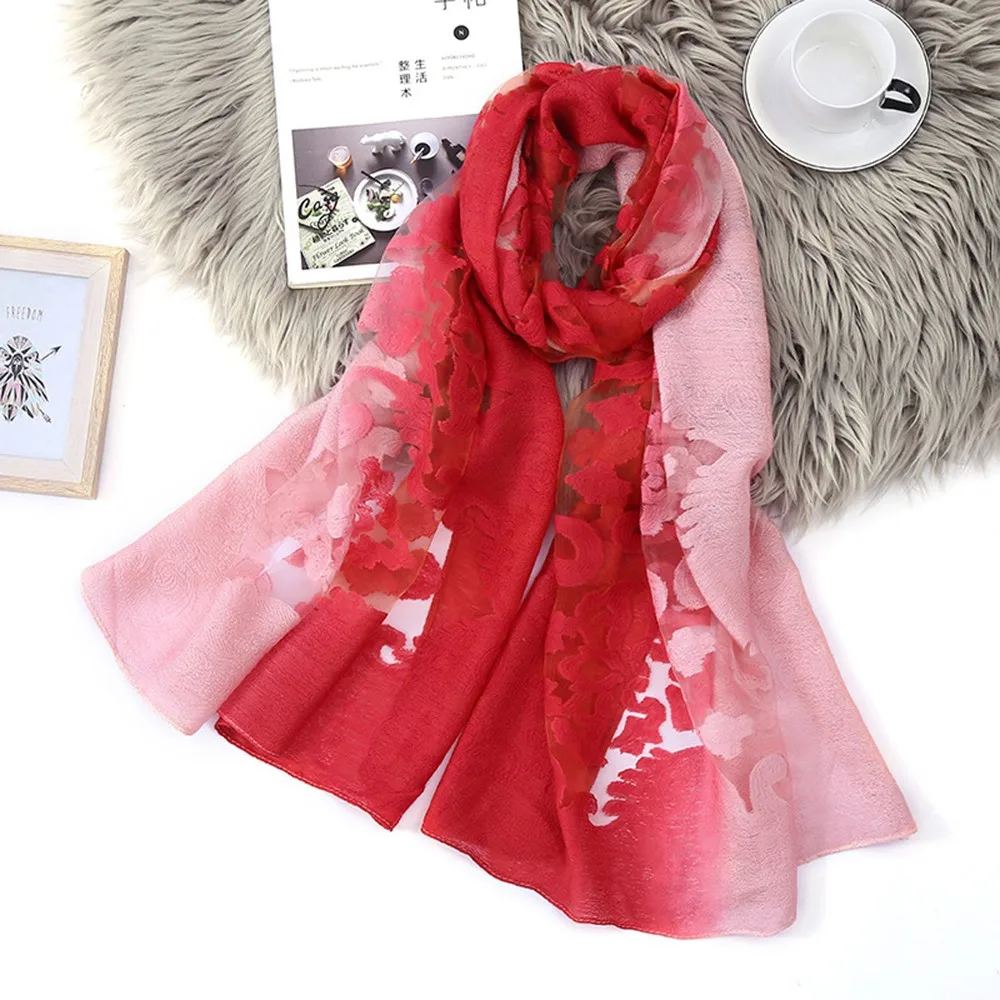 

2019 Luxury Printing Womens Silk Scarf Wrap Autumn Winter Fashionable Elegant Two-tone Scarf Shawls Bufandas Accesorios mujer