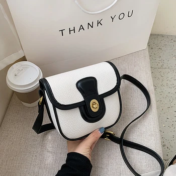 

Women Crossbody Bag Small PU Leather Shoulder Handbag Female Contrast Color Messenger Bag New Designer Ladies Hand Bag Purse