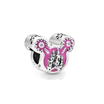 

Real 925 Sterling Silver Bead Charm Mickey Enamel Charms Fit Bracelet Bangle Women DIY Jewelry