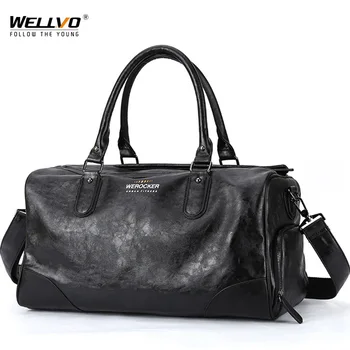 

Black Men Travel Duffle Bags Waterproof PU Leather Handbags Shoulder Bag For Man Totes Large Capacity Hand Weekend Bag XA620ZC