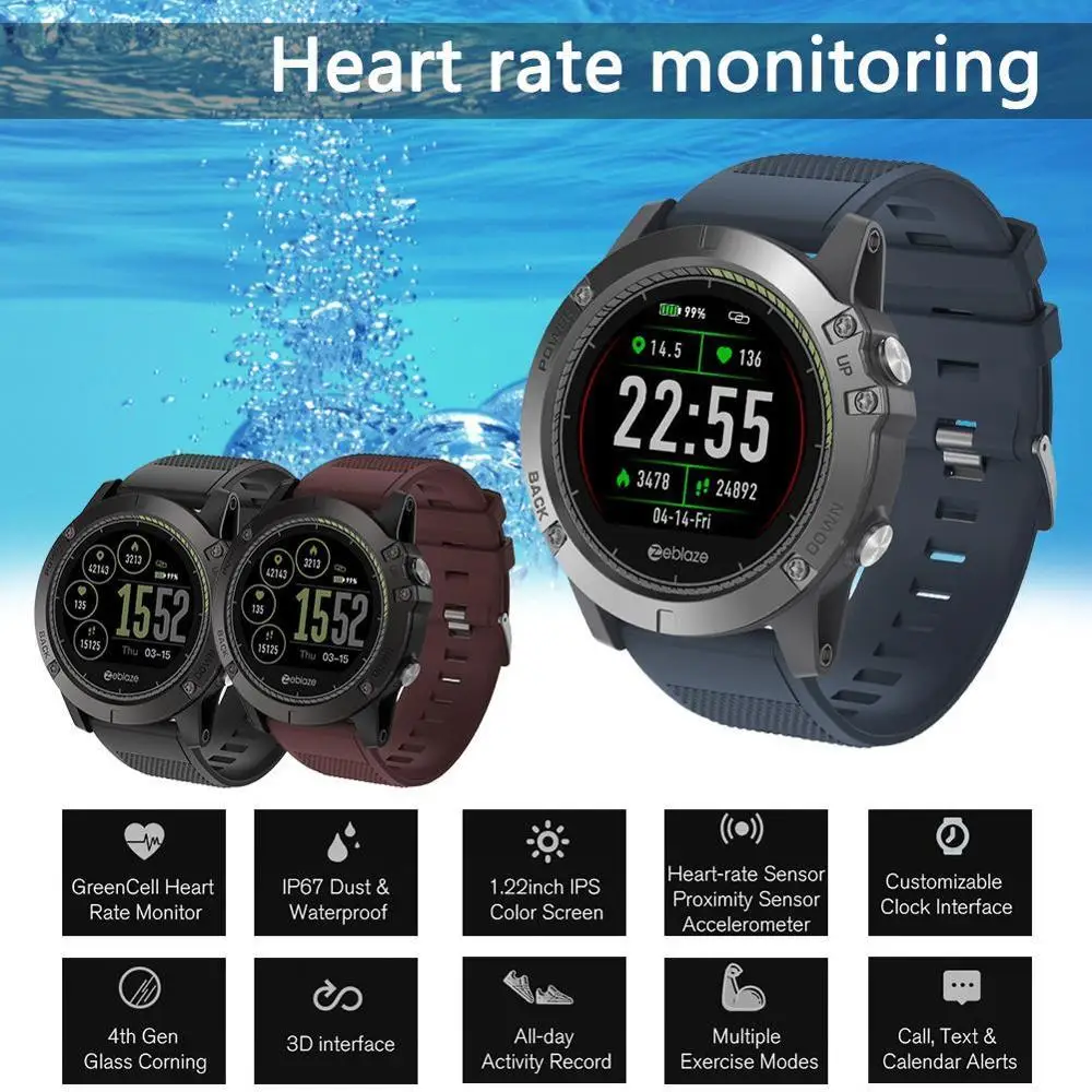 Zeblaze HR Smart Watch Sport IP67 Long Standby 24h Heart Algorithm All-day Heart Rate Android IOS Rate Activity Tracking B4O7