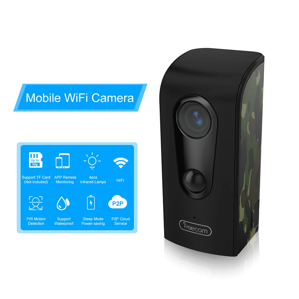 

720P Wireless waterproof Mobile WiFi Camera Support Cloud Storage IR Night Vision with PIR Motion Sensor Home Security
