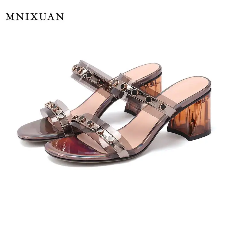 clear designer sandals