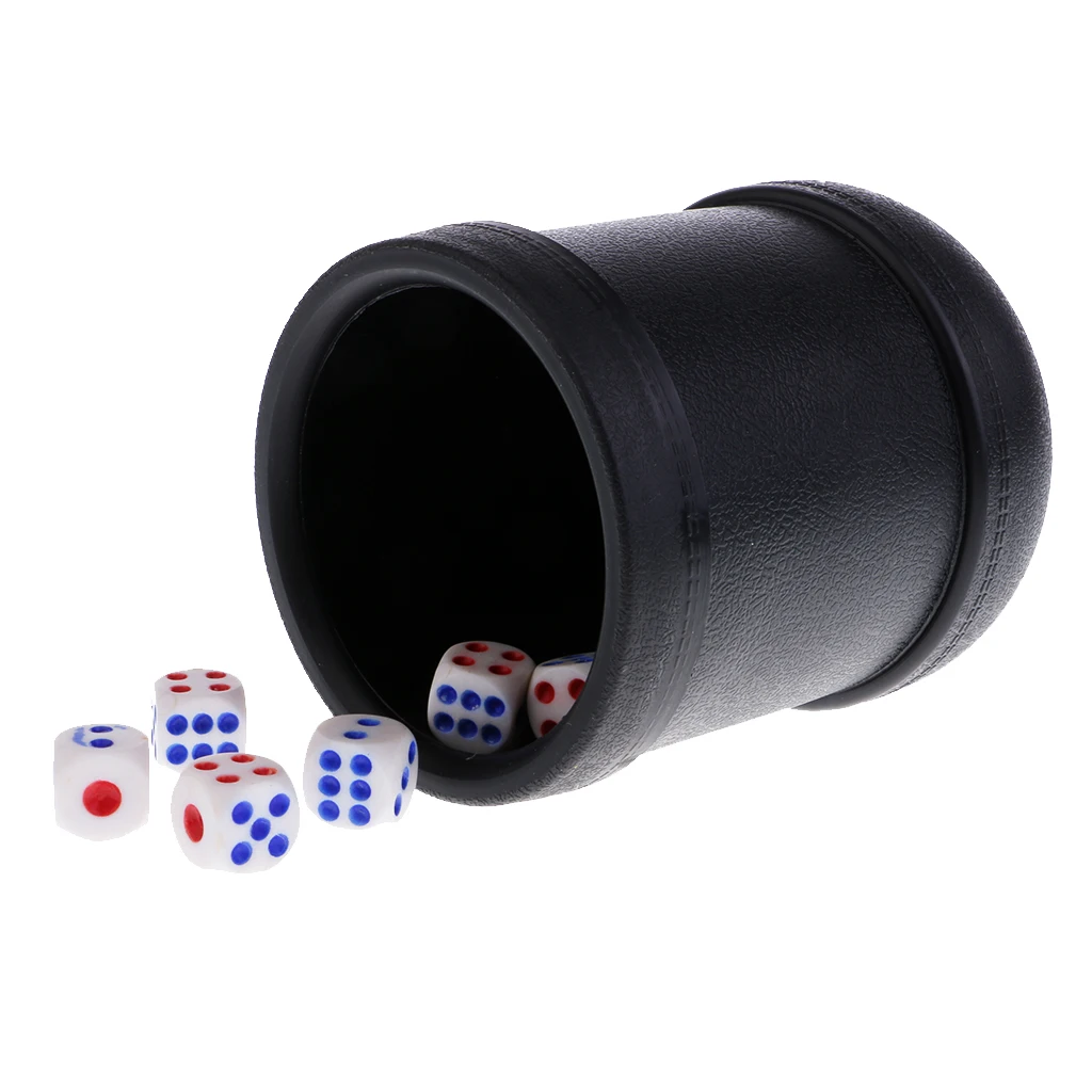 6x Dices Die Set w/ Cup for KTV Pub Bar Dungeons &Dragons RPG Table Game Black