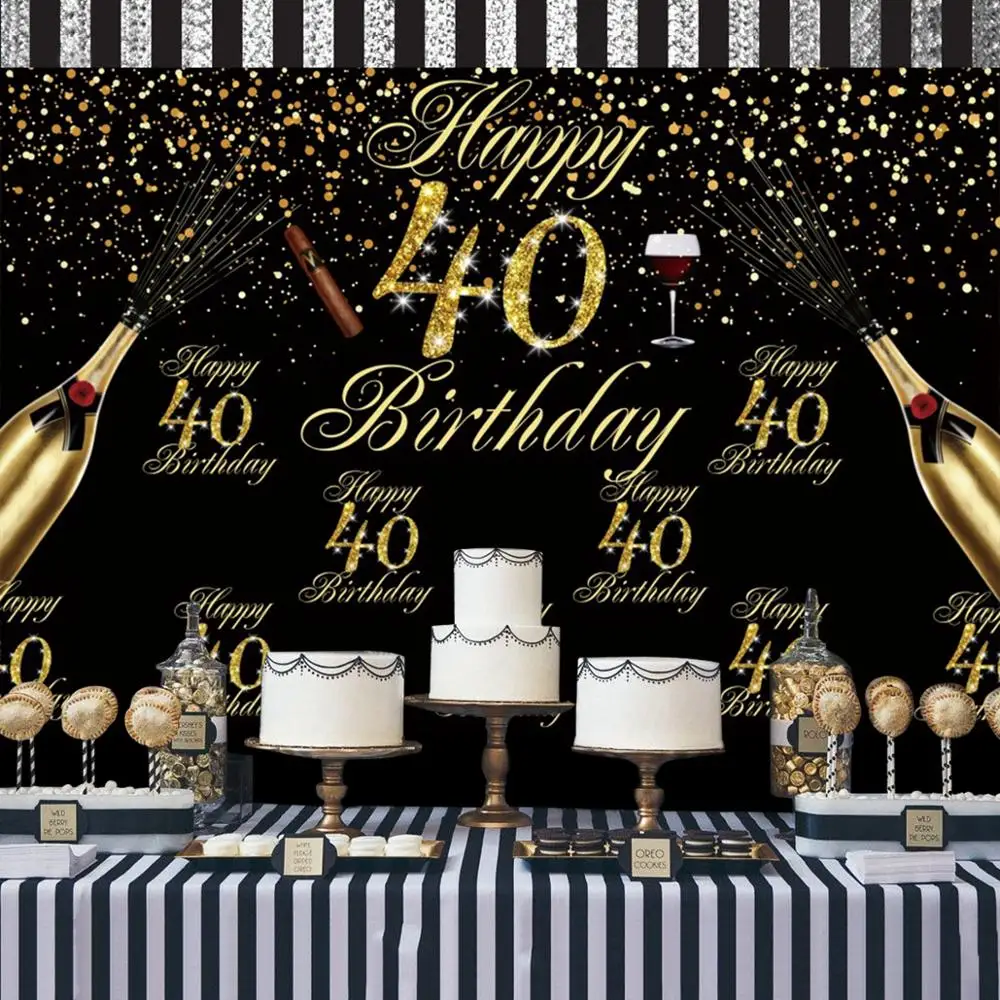 FENGRISE черный золотой фон ткань 40 50 30 день рождения украшения для взрослых с днем рождения 30th 40th 50th юбилей Декор