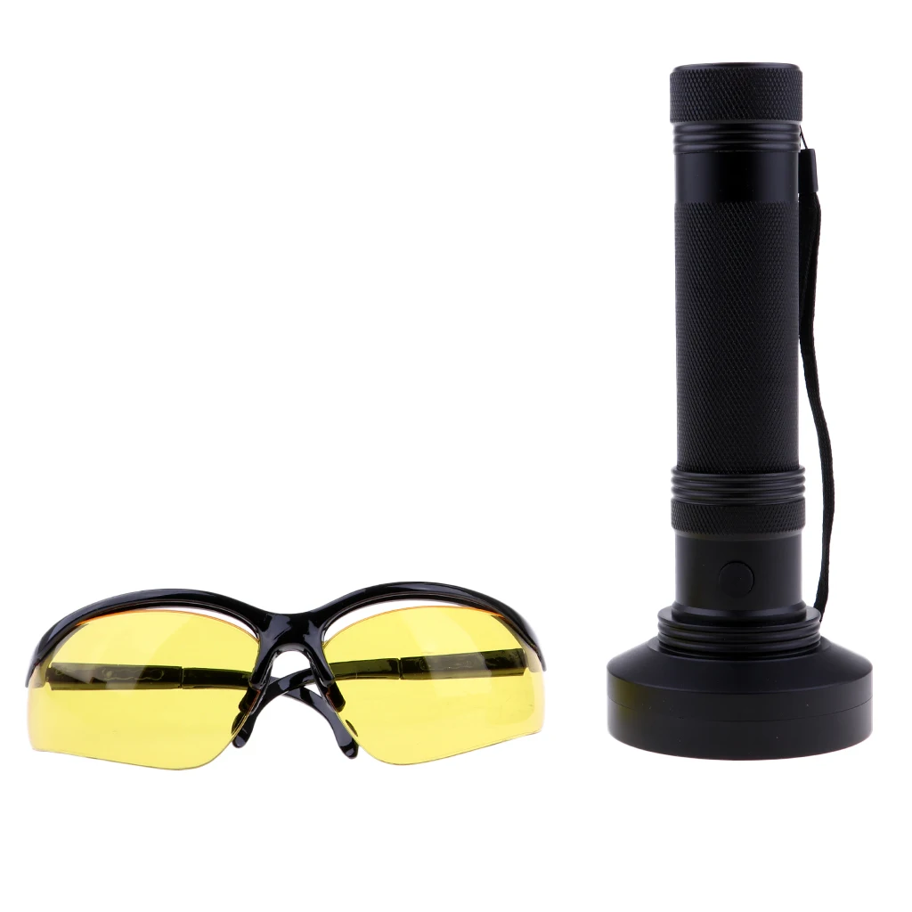 100 LED UV Blacklight Flashlight 395nm Ultraviolet Light Lamp With Goggle