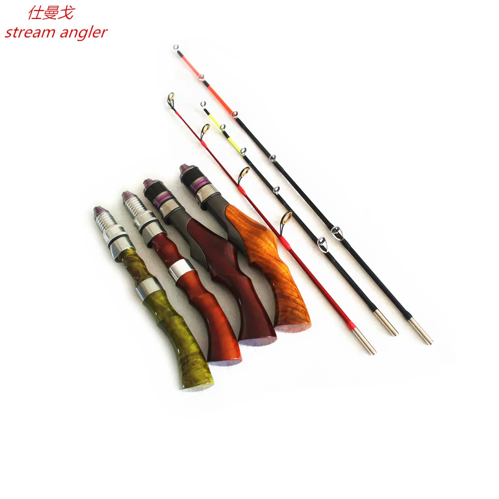 

Natural Camphor Ice Fishing Rod Flat Solid Carbon Tip Easy To Carry FRP Solid Tip Wood Handle Free Shipping