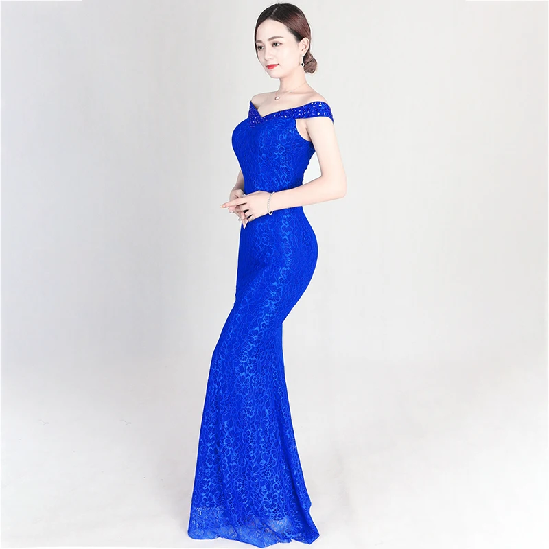 Off The Shoulder Black Mermaid Lace Evening Dress Long Party Dresses Women Evening Gown Women Robe De Soir E Rouge Abendkleider