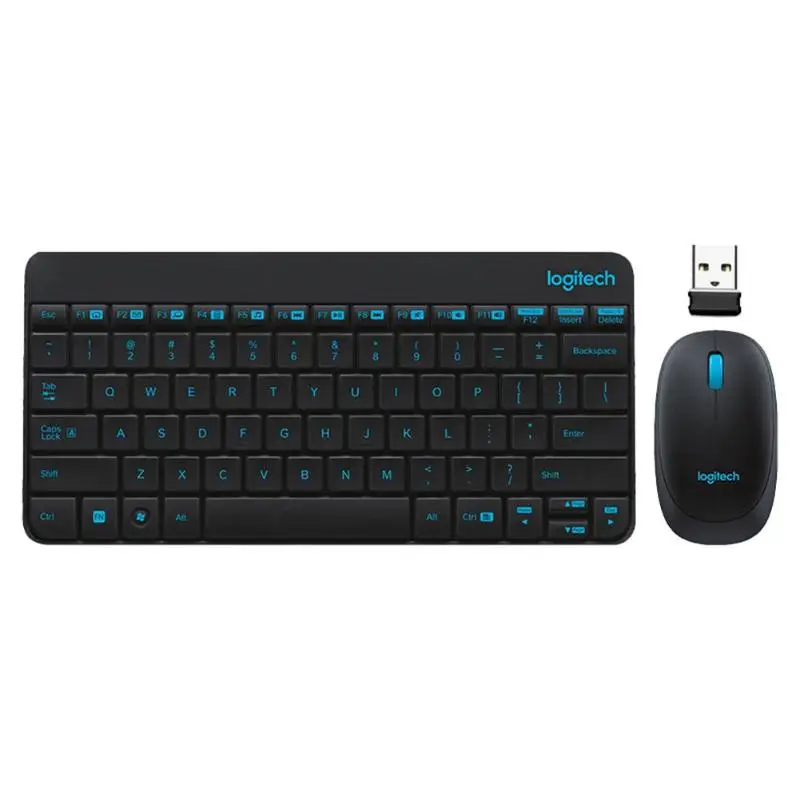 Logitech MK245 USB Nano Беспроводная мини клавиатура мышь 1000 dpi эргономичные клавиатуры комбинированные мыши набор для домашнего офиса ноутбука - Цвет: Черный