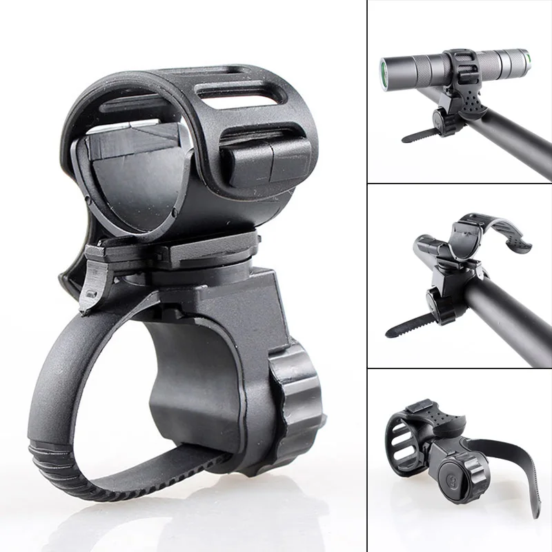 

360 Degree Rotation Bicycle Handlebar Light Bracket Flashlight Lamp Holder for Flashlights Less Than 40mm Quick Release Design
