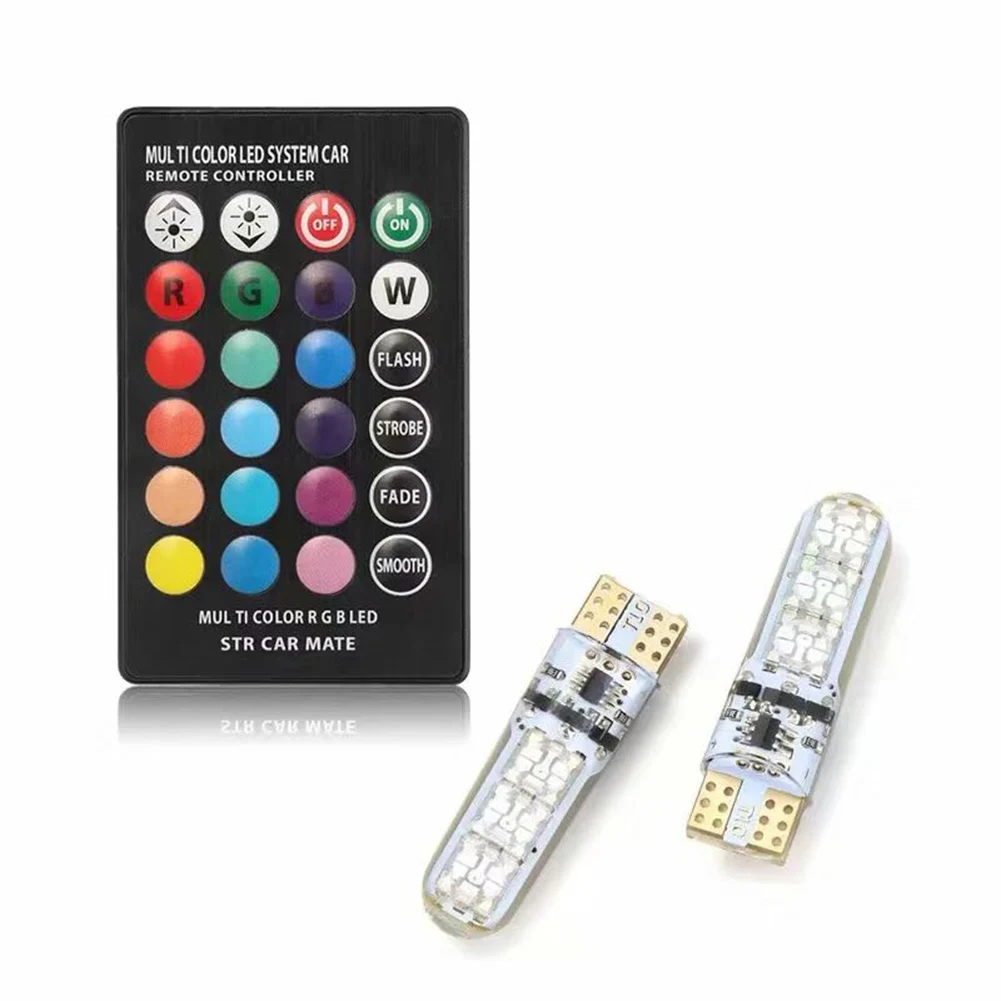 2 шт. 7 цветов светодиодный T10 пульт дистанционного управления W5W 501 RGB Изменение цвета автомобиля Клин боковой светильник Авто декоративная атмосферная лампа - Цвет: 1PCS