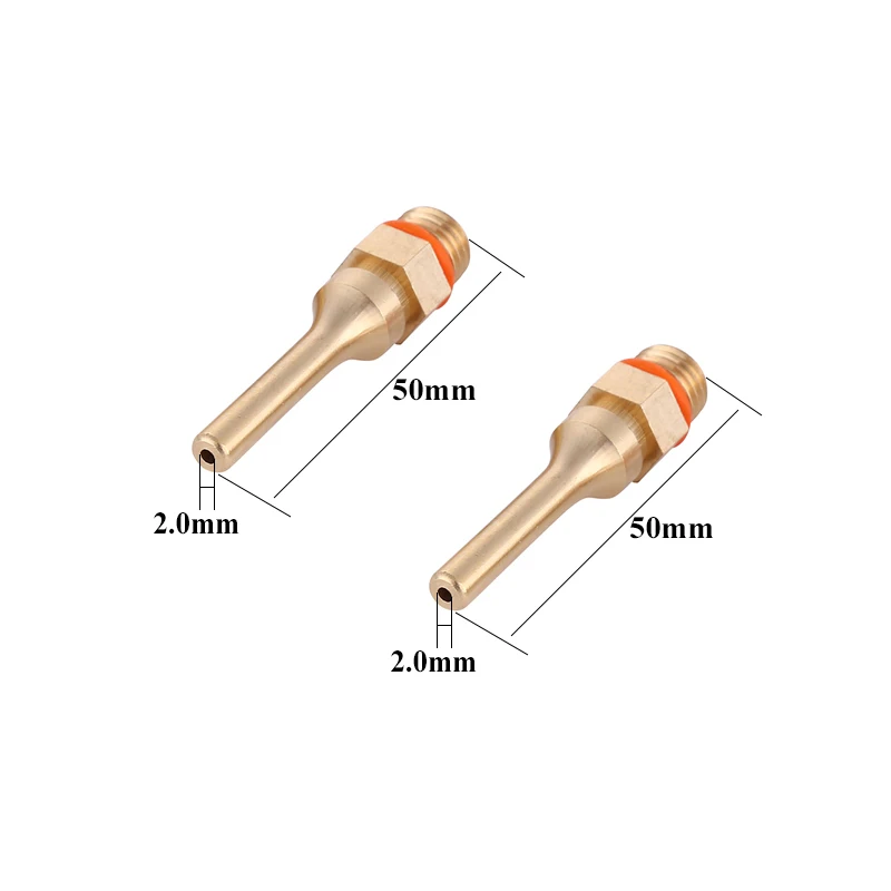 2 шт./лот, большой и маленький диаметр, термоклеевой пистолет, насадка 2,0x70 мм, 3,0x50 мм, 2,0x50 мм, длинная короткая клеевая насадка из чистой меди - Цвет: 50mmx2.0mm (2Pcs)