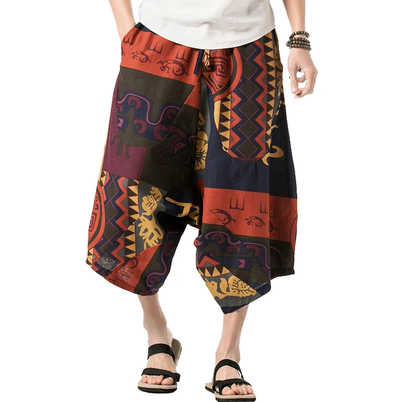 

Dropshipping harem men's pants summer sweatpants streetwear joggers men hip hop cotton calf-length wide leg women trousers