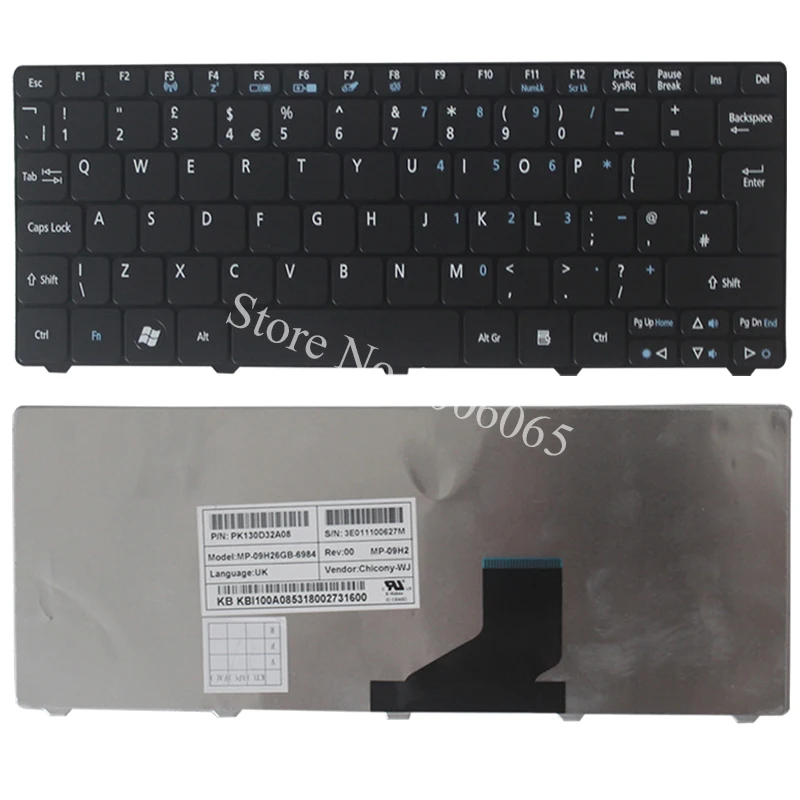 Клавиатура для ноутбуков Acer Aspire One ZE6 ZE7 пав70 nav80 NAV50 350 eM350 NAV51 355 eM355 D255E AOD255E NAV70 POVE6 UK |