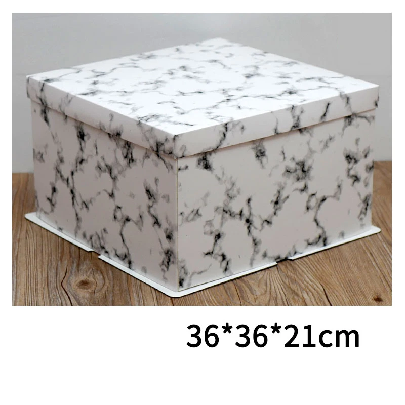 5pcs Marble Square Box Packaging Birthday Cake Baking Box Birthday Party Favor Decoration Cakes Dessert Boxes - Цвет: single layer 12inch