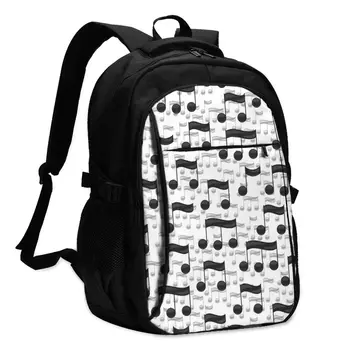

Backpack 2020 Women Black Music Notes On White Background Back to School