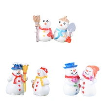 6 шт. Снеговик из смолы набор ремесло украшения сада орнамент миниатюрное растение микро бонсай для пейзажа фигурки DIY Рождество