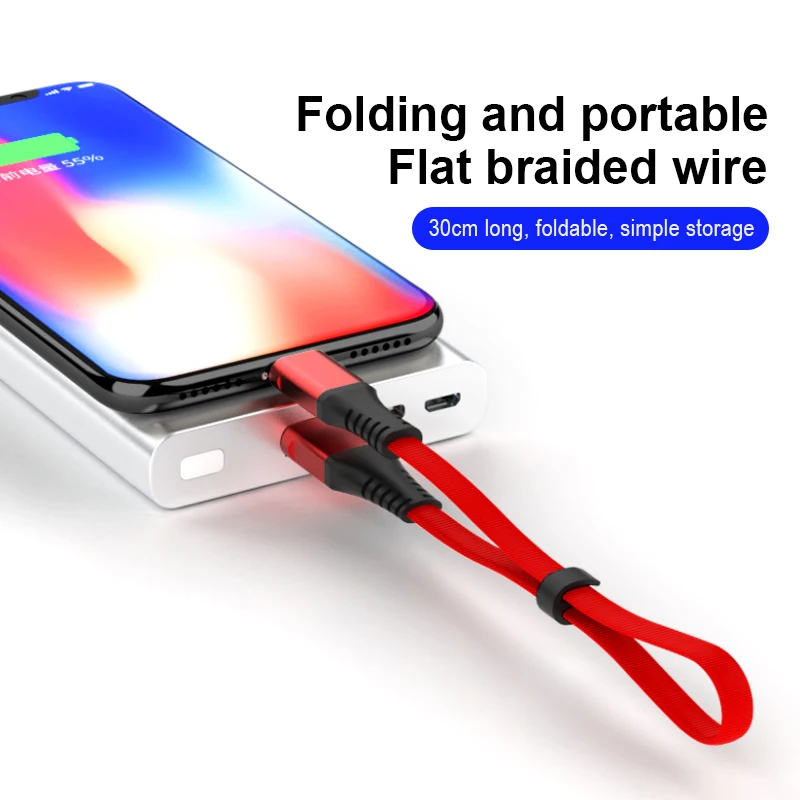 30 см 2.4A быстрое зарядное устройство кабель Micro USB/type C Плетеный банк питания короткий кабель для iPhone 6 samsung Galaxy S8 S9 Plus Redmi Note 7