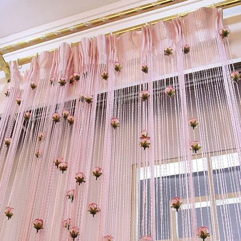 

Window String Curtain Lightweight and breathable Rose Silver Wire Window Curtain Porch Wedding Decor Home Decor