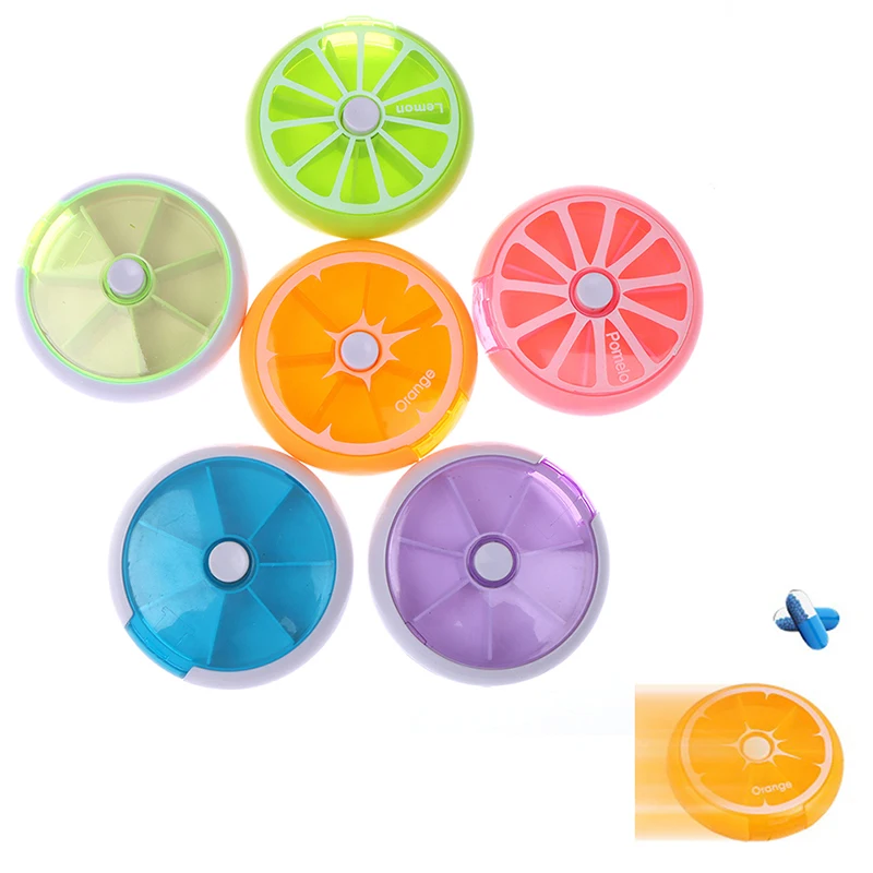 1PC Travel Portable Weekly Rotating Round Pill Cases Splitter Pill Organizer Medicine Box 7 Day Pill Cutter Tablet Health Care