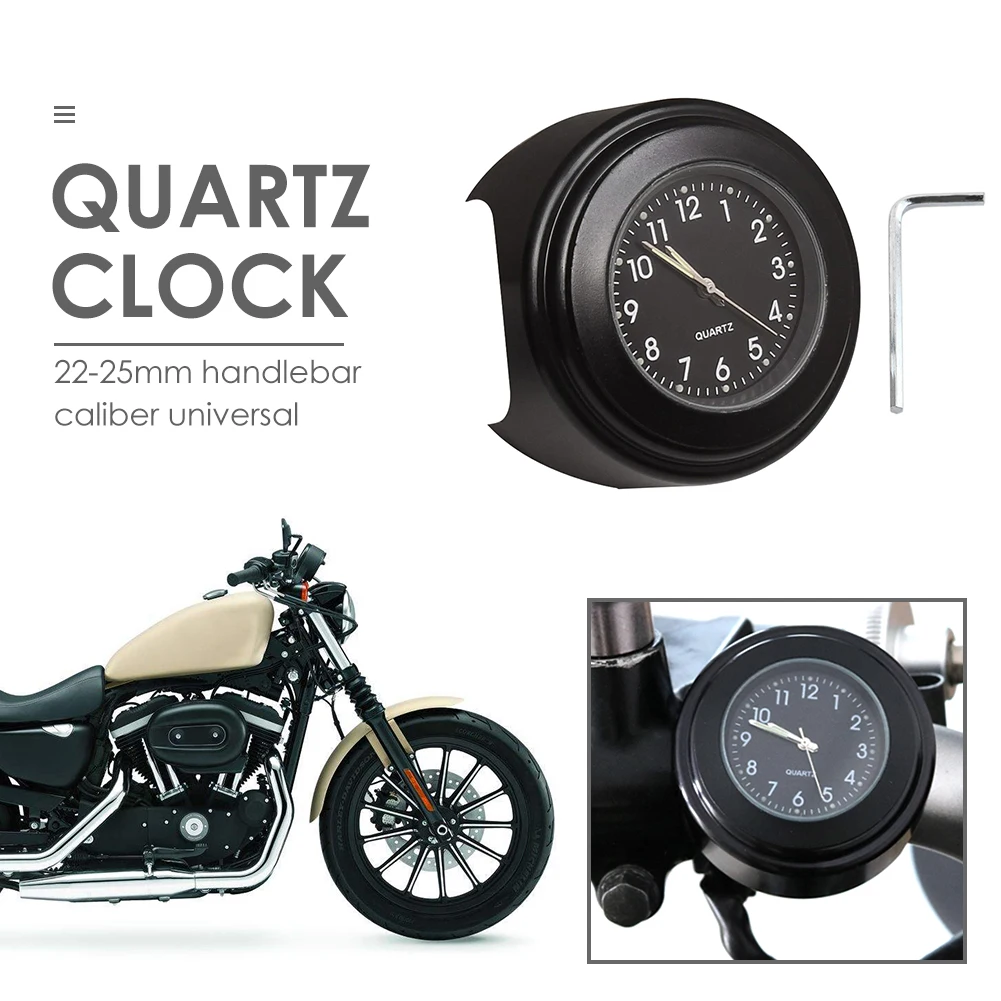 Classic Texture Motorcycle Clock Waterproof Durable Practical Multi-functional 22-25mm Dia Handlebar Watch Luminous Quartz | Автомобили и