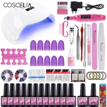 COSCELIA 54 Вт Светодиодная УФ-лампа для ногтей сушилка для маникюра Набор инструментов для нейл-арта маникюрный набор 10 шт цветов Гель-лак для ногтей Набор Для лаков