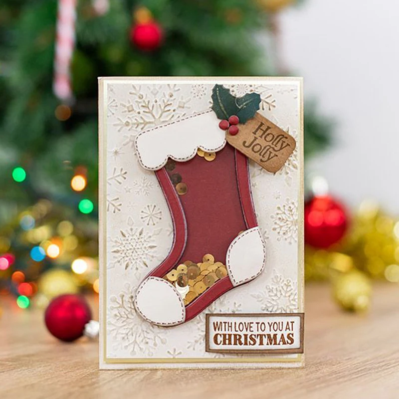 

Cute Christmas Stocking Metal Cutting Die DIY Scrapbooking Paper Cards Stencil Template Embossing Cut Dies 2019