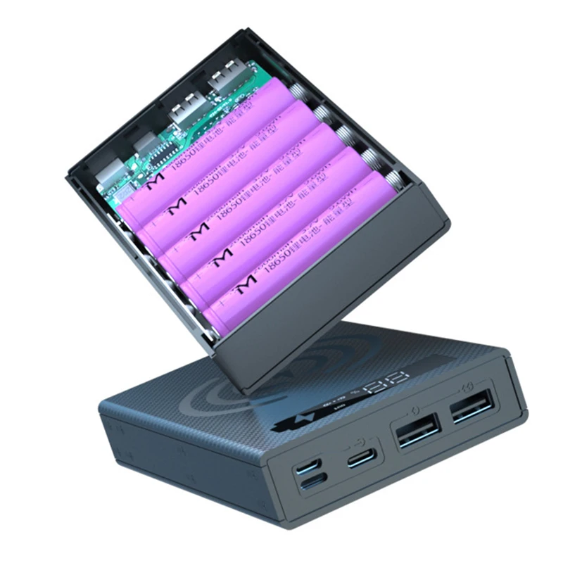 Welding Free 5*18650 Battery Storage Box PD QC3.0 USB 10W Fast Wireless Charging Power Bank Case 18650 Battery Holder Box