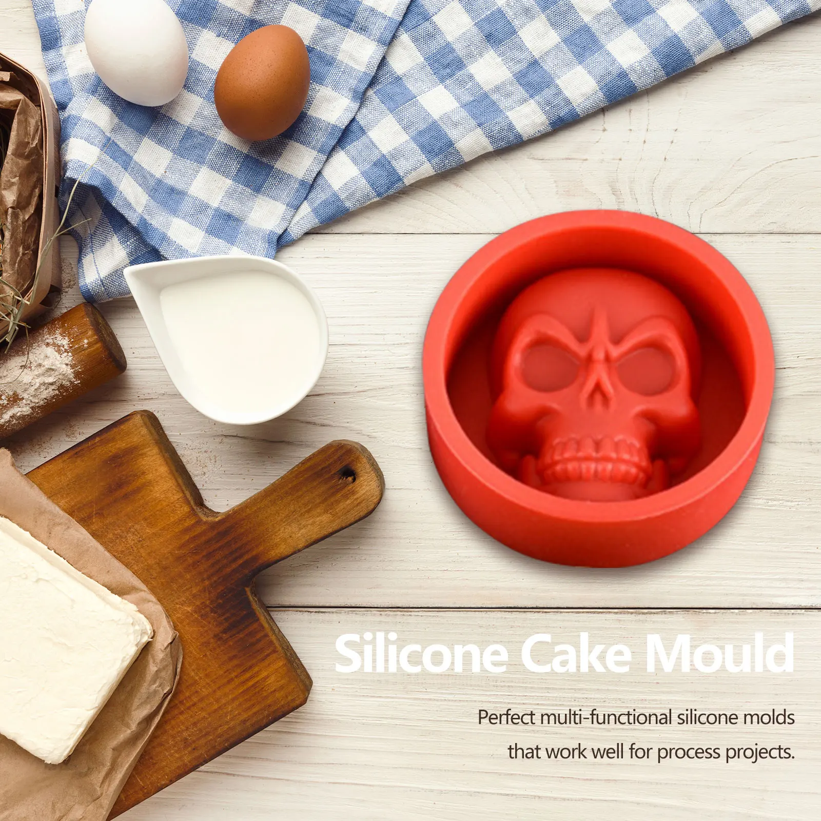 Mini 3D Skull Cake Mold Silicone DIY Chocolate Candy Molds Halloween Party Cake Decoration Mold Pastry Baking Decoration Tools