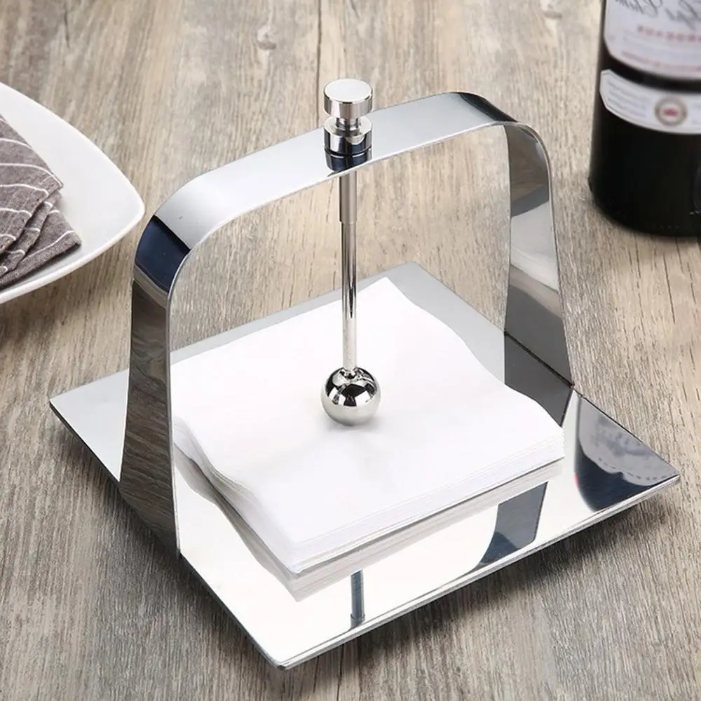 1PC Square Stainless Steel Triangular Paper Towel Holder Rack Restaurant Vertical Napkin Clip Dining Table Decoration