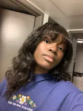 FEELME-pelucas de cabello humano con flequillo para mujeres negras, cabello Natural brasileño ondulado, con flequillo, Remy, pelucas con flequillo