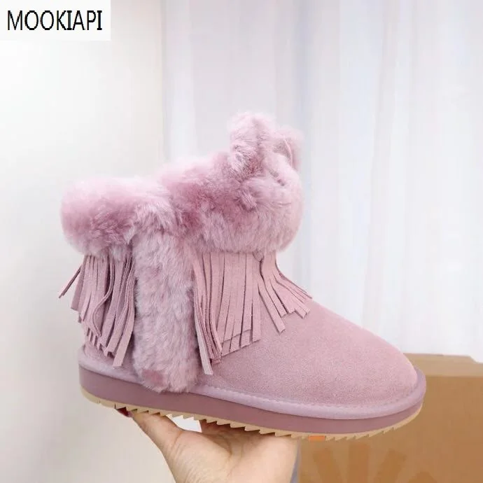 В году, австралийские высококачественные детские зимние ботинки, настоящая овчина, Натуральная шерсть, модная детская обувь