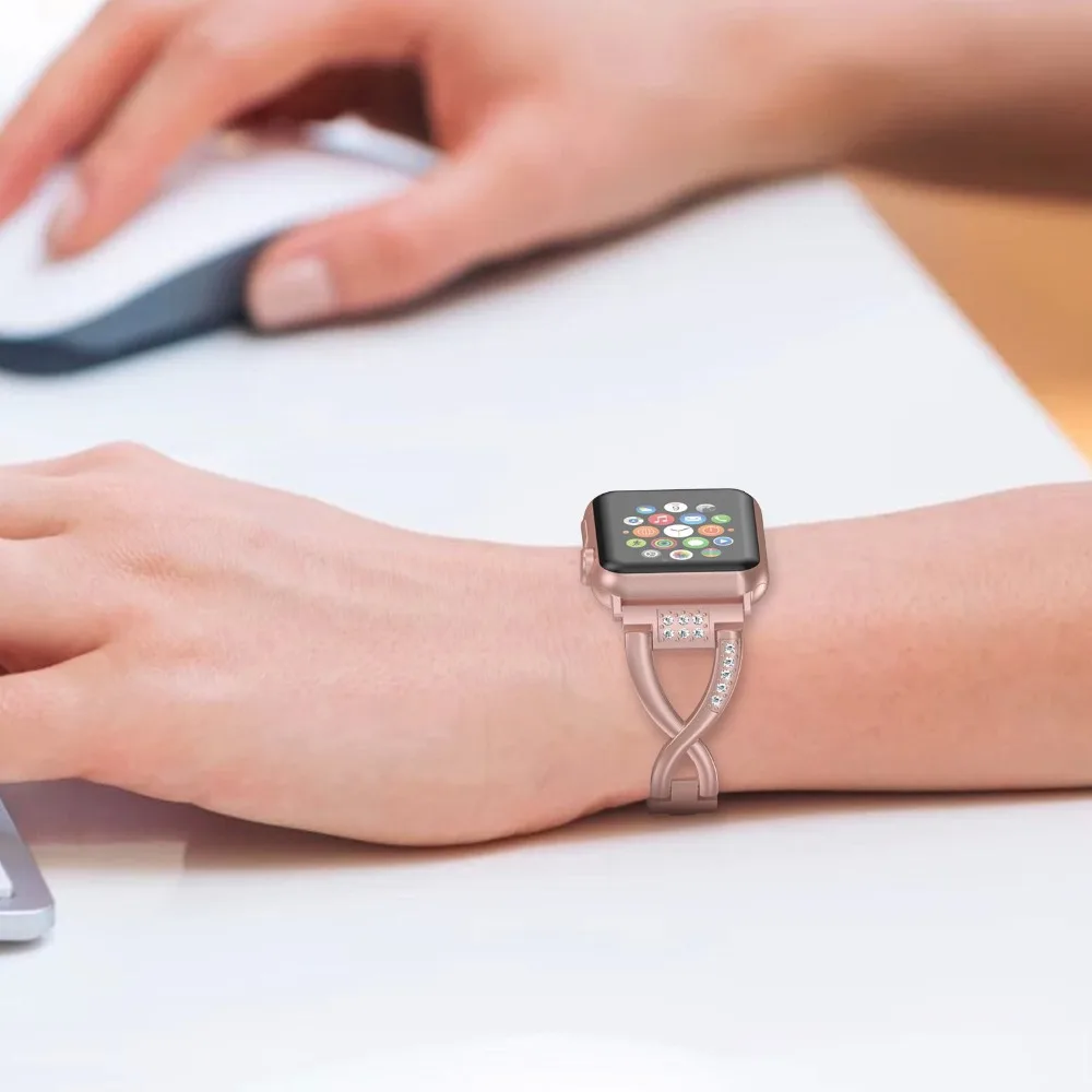 Ремешок Алмазный для Apple Watch band 38 мм 42 40/44 браслет из нержавеющей стали iWatch 5 6 SE