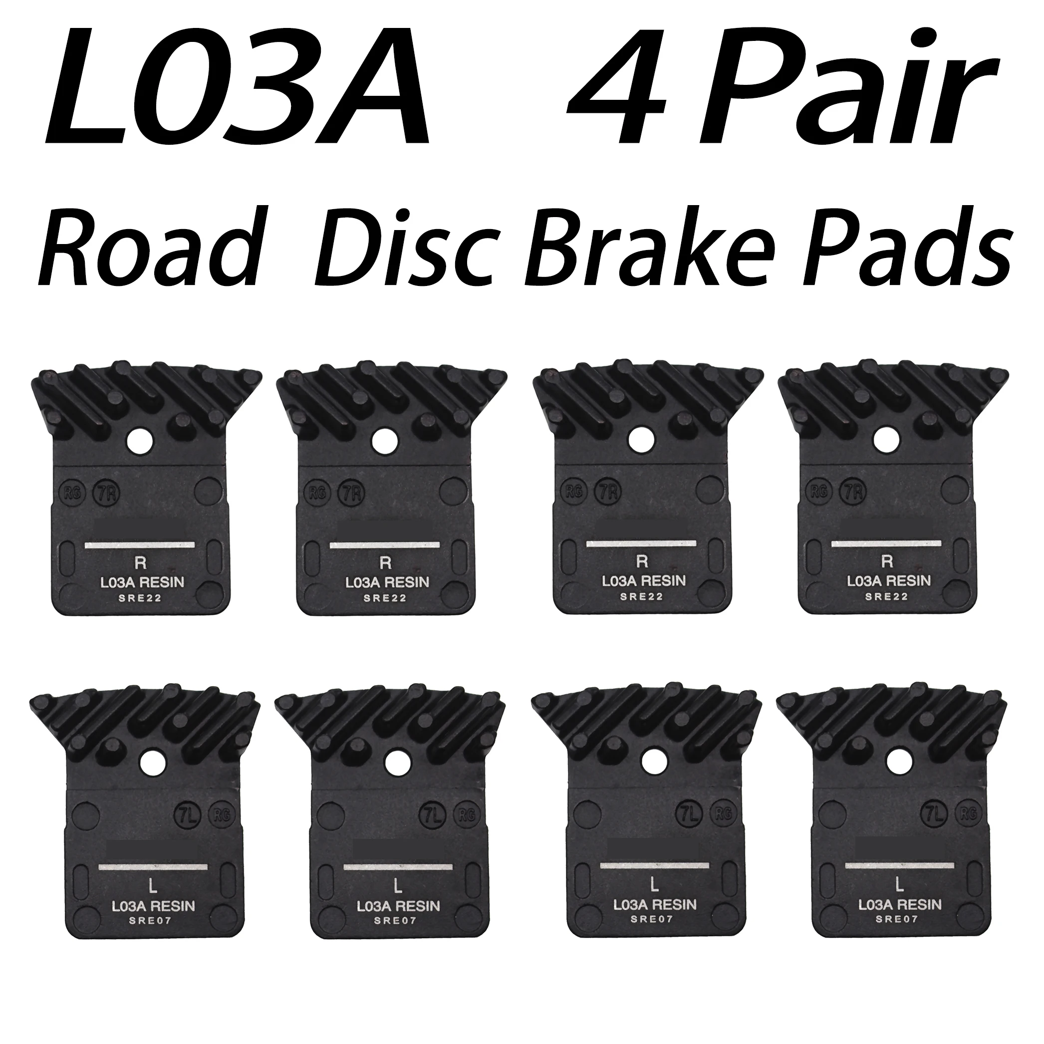 4 Pair Shimano L03A Brake Pads with Fin for Flat Mount Road Disc Caliper UP L02A