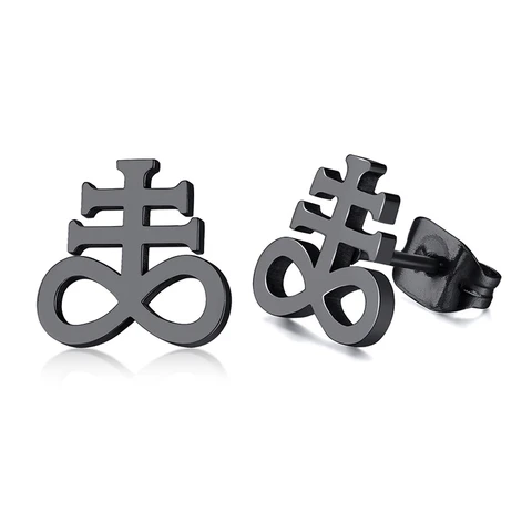 SATANIC CROSS EARRING FOR MEN CHURCH OF SATAN SATANIC STAINLESS STEEL EARRINGS UNISEX JEWELRY