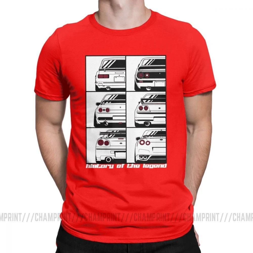 Мужские GTR Skyline история футболки автомобили моторы Japan JDM Datsun хлопковая одежда короткий рукав вырез лодочкой футболка большой размер футболки - Цвет: Красный
