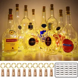 10 Pack 2M 20 LED Wine Bottle Lights Battery Operated Fairy Mini String Lights for Liquor Bottles Crafts Party Wedding Christmas