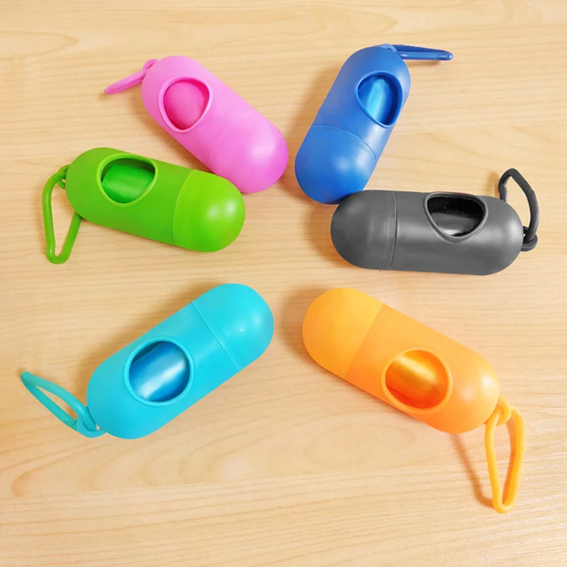 Portable Pet Dog Poop Bag Dispenser Waste Garbage Holder Dispensers + Poop Bags Set Pets Dogs Trash Cleaning Supplies