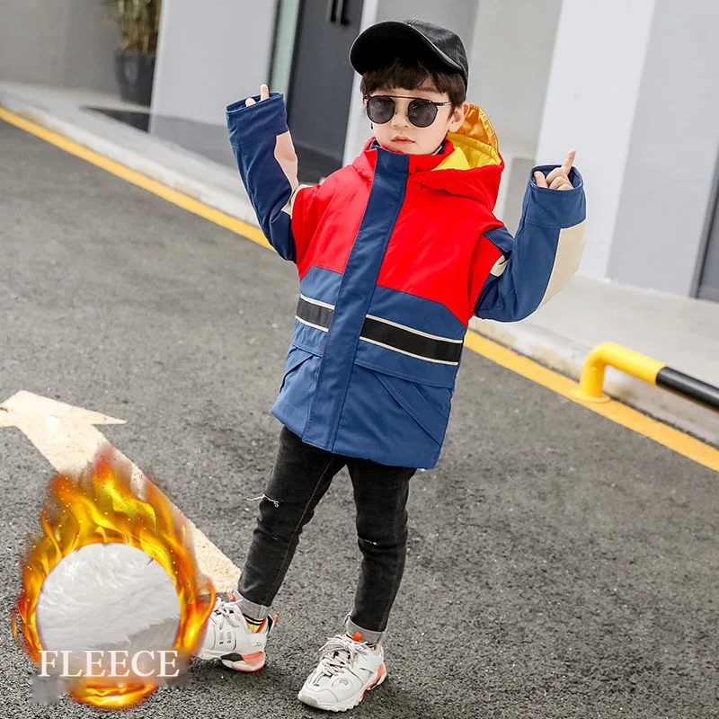 Boys Winter Coats Kids Jacket for Boys Hooded Thick Fleece Outerwear Teenage Children Down Jacket Kids Clothes Outfits 12 Years