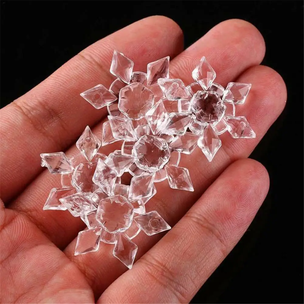 

20pcs Christmas Snowflake Clear Crystal Acrylic Rhinestone Frozen For Xmas Tree Pendant DIY Decorative Craft Scrapbooking Decor