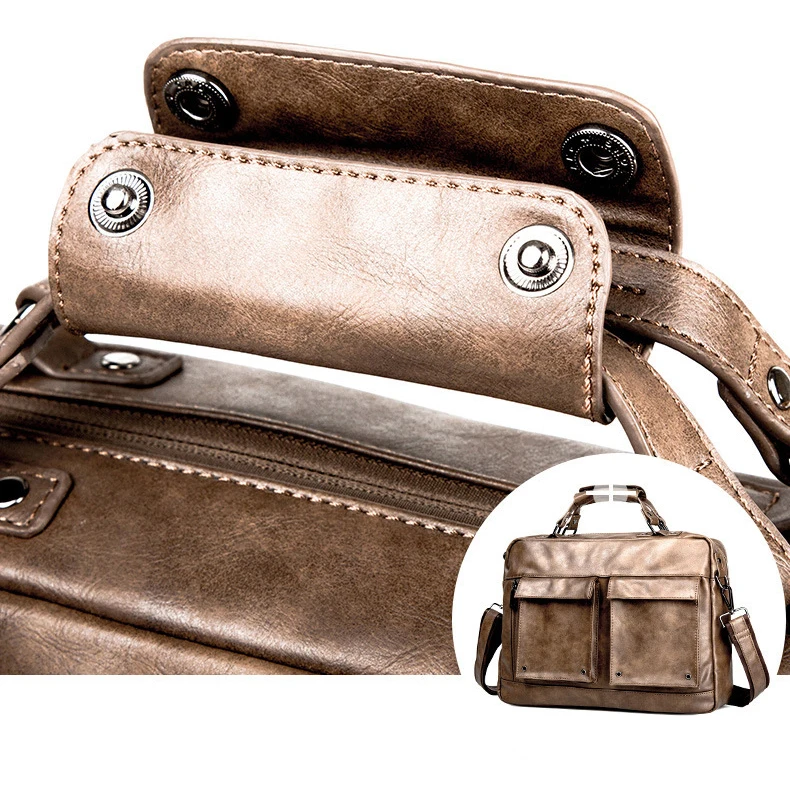 Leather Men Briefcases Laptop Casual Business Tote Bags Shoulder Crossbody Bag Men's Handbags Large Travel Bags camera bag