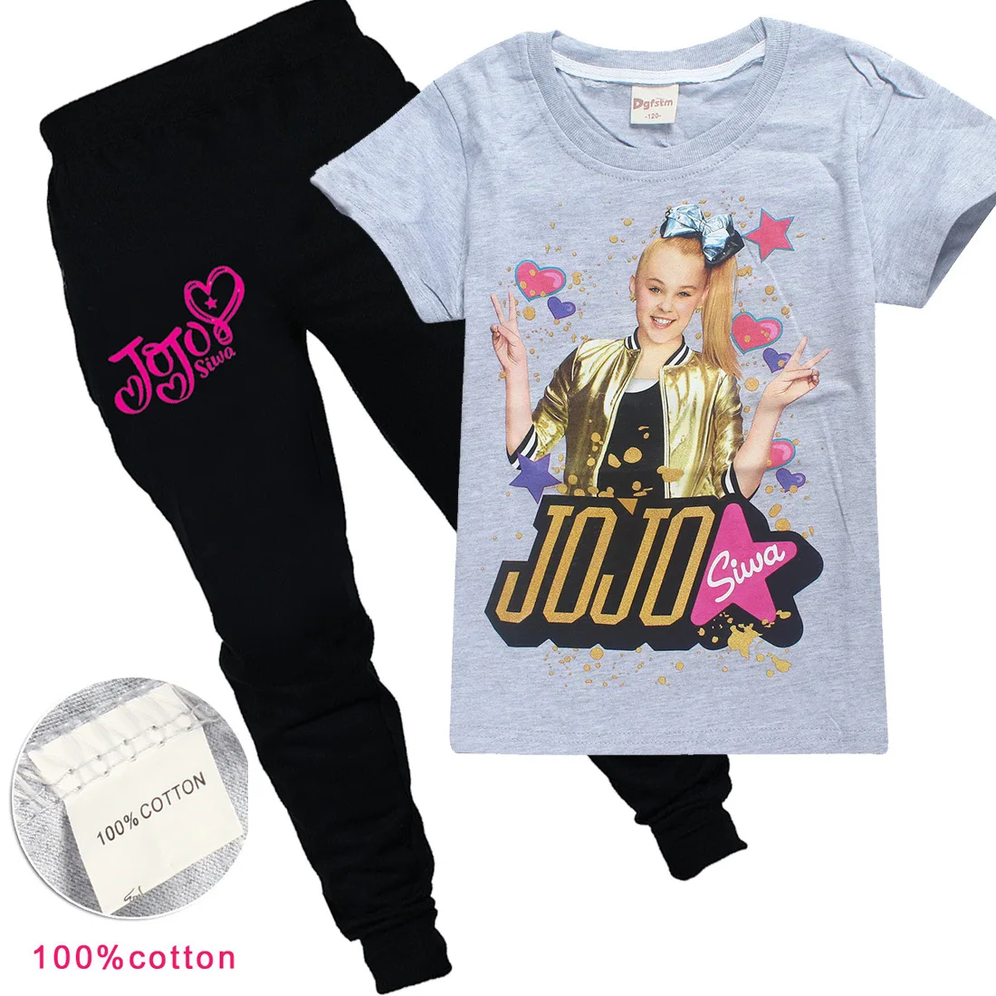 Летние фиолетовые Детские футболки с рисунком JOJO SIWA хлопковые футболки с круглым вырезом для маленьких девочек комплекты с короткими рукавами для мальчиков и девочек футболки