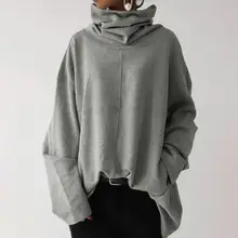 

Casual Women Sweatshirt Solid Color Autumn Winter High Collar Pure Color Sweatshirt Pullover Top Women Pullover