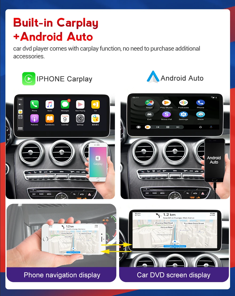 NEW!Android10.0 8cores 8+128GB car radio player for Benz A Class W176 GLA CLA W117 W118 with 12.5inch Blu-ray screen carplay DSP